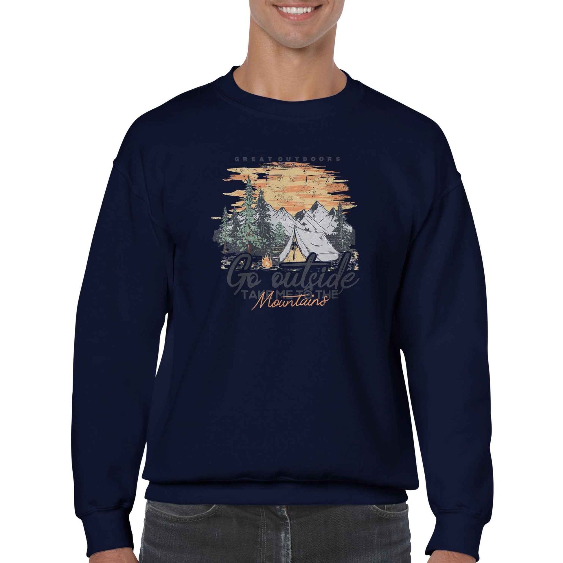 Classic Unisex Crewneck Sweatshirt, Go Outside Mountains