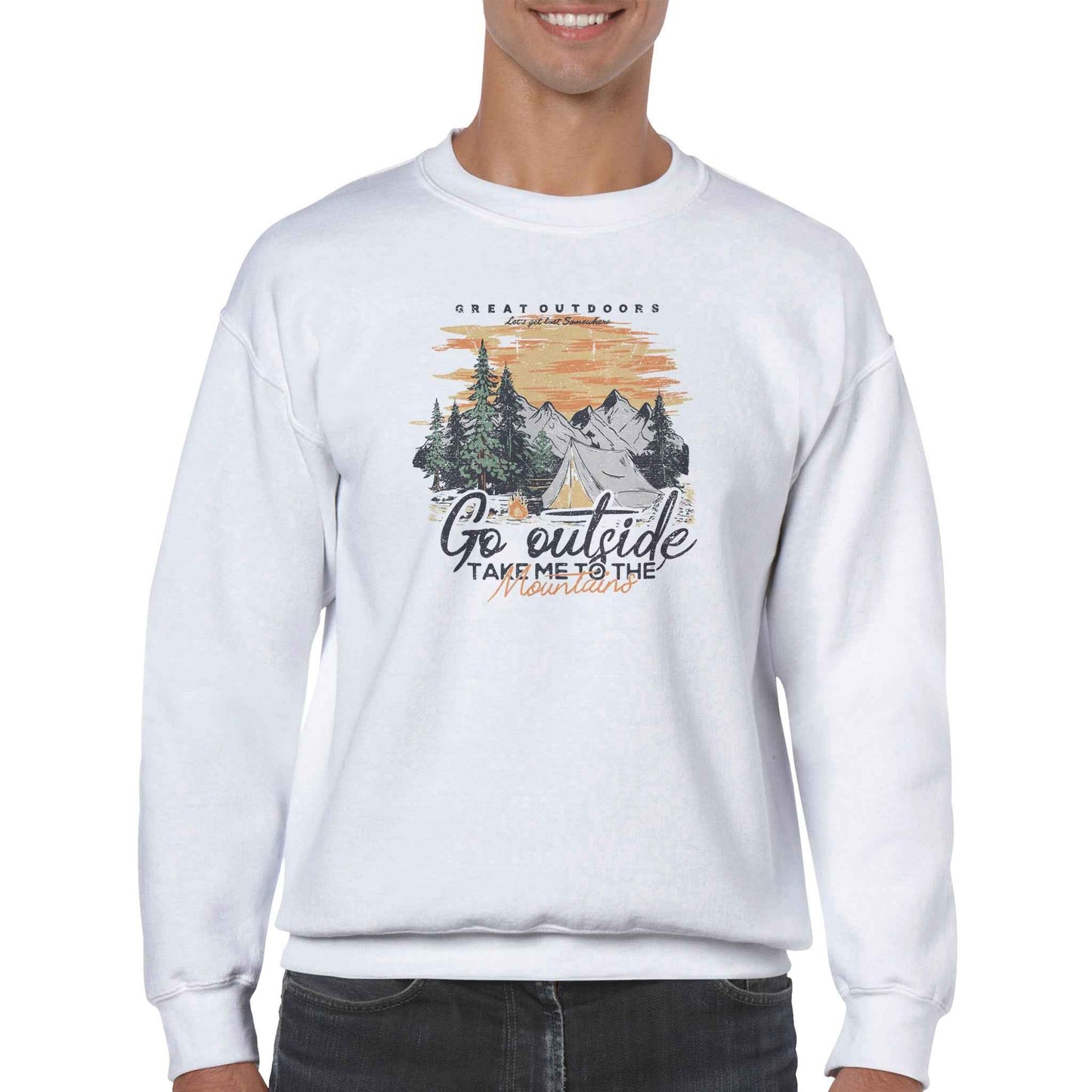 Classic Unisex Crewneck Sweatshirt, Go Outside Mountains