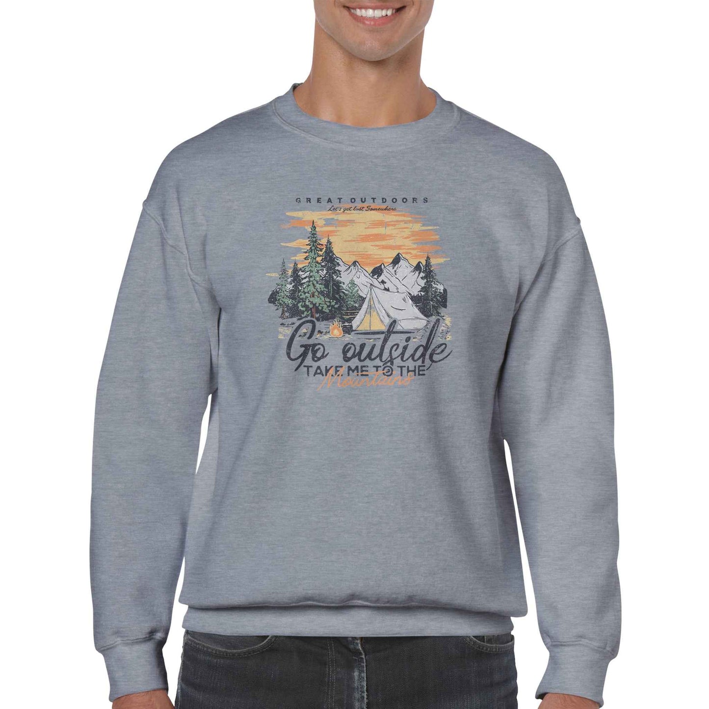 Classic Unisex Crewneck Sweatshirt, Go Outside Mountains