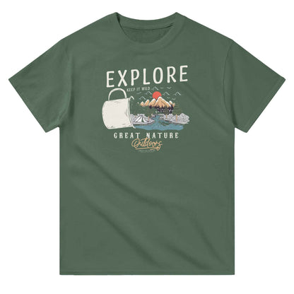 Heavyweight Unisex Crewneck T-shirt "Explore Great Nature"