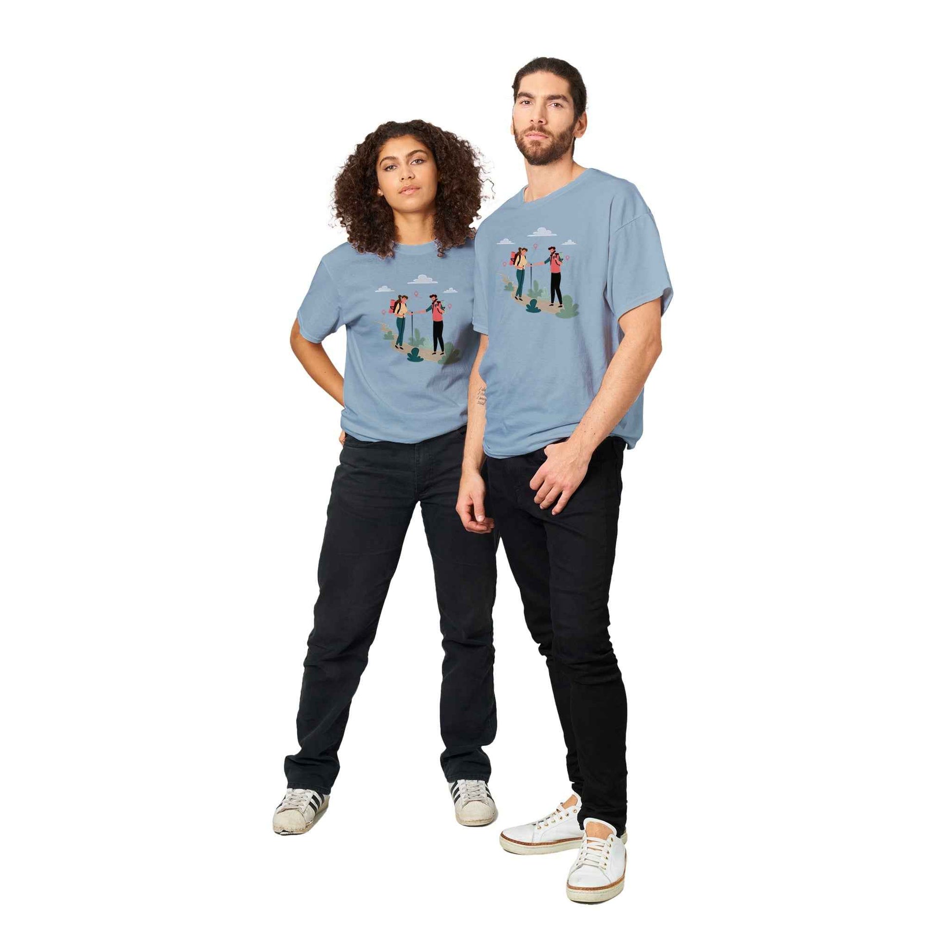 Heavyweight Unisex Crewneck T-shirt "Hiking Cartoon 2"