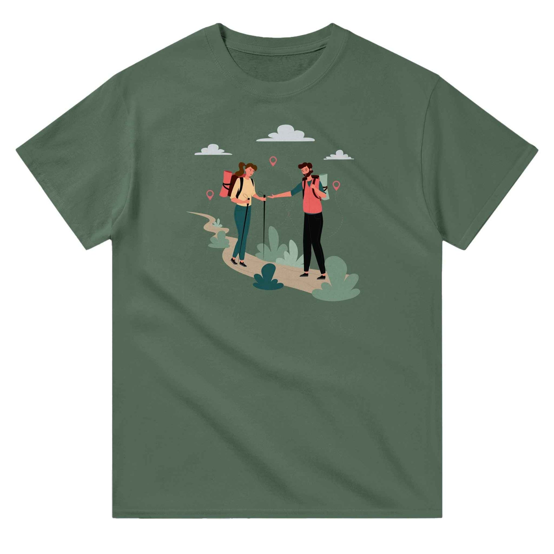 Heavyweight Unisex Crewneck T-shirt "Hiking Cartoon 2"