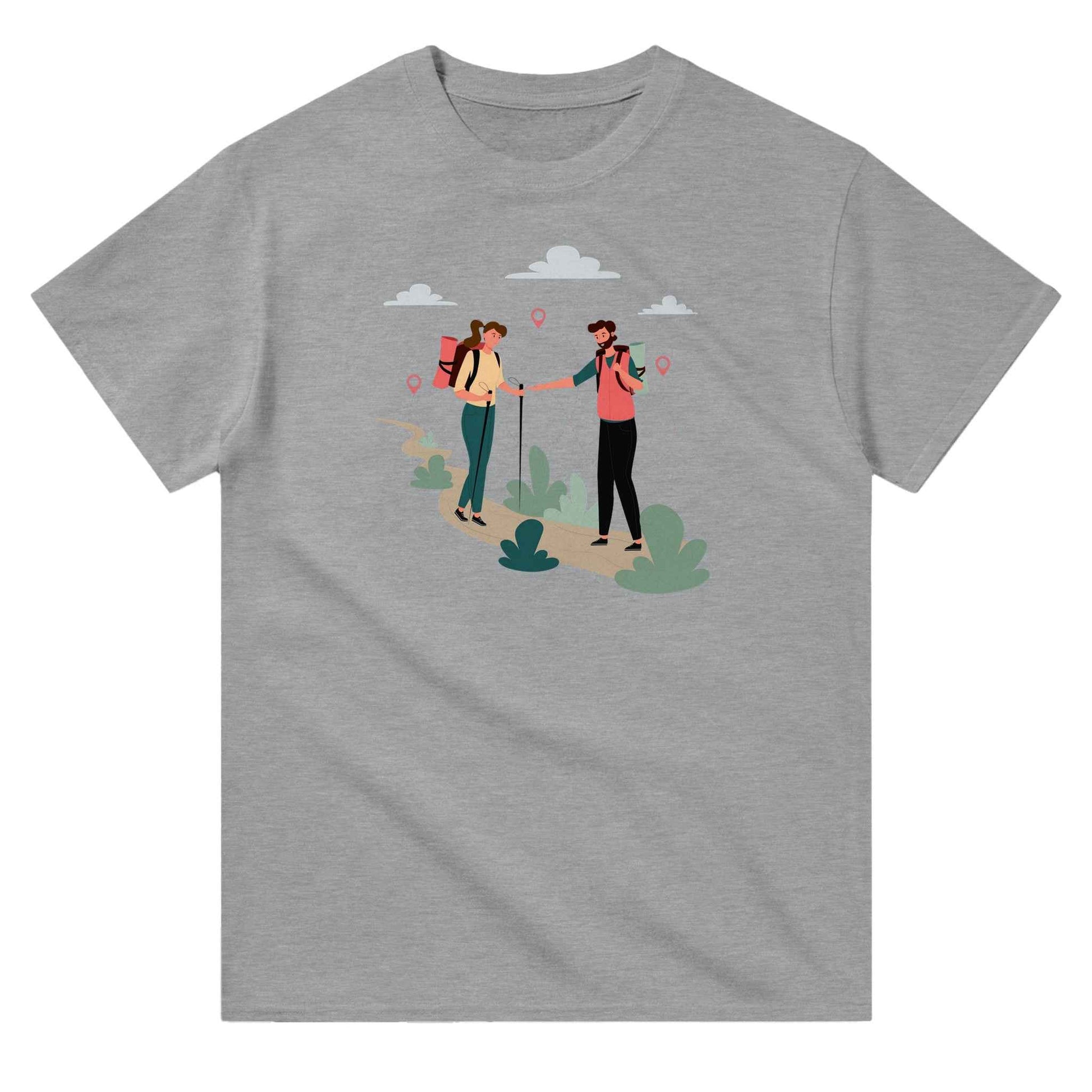 Heavyweight Unisex Crewneck T-shirt "Hiking Cartoon 2"