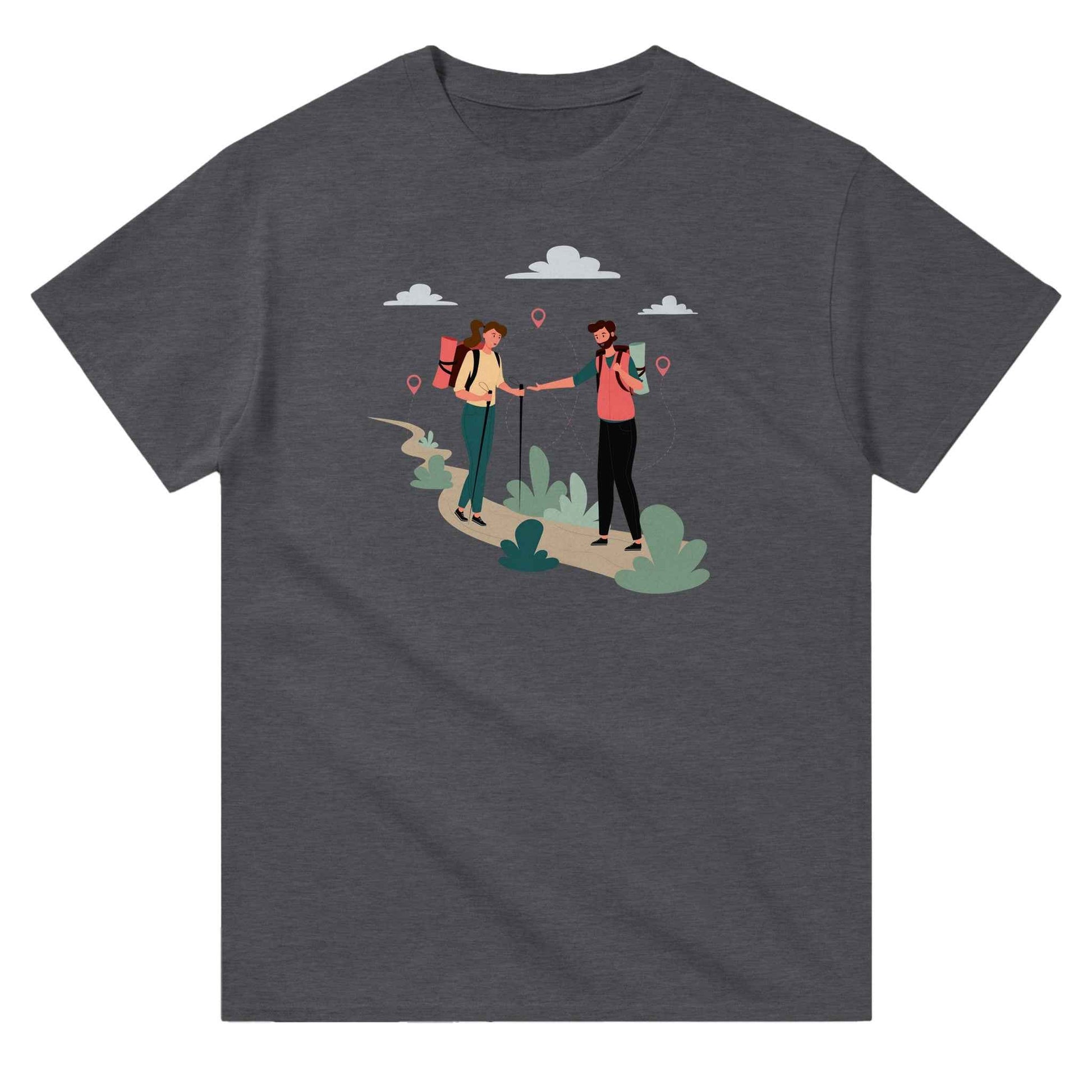 Heavyweight Unisex Crewneck T-shirt "Hiking Cartoon 2"