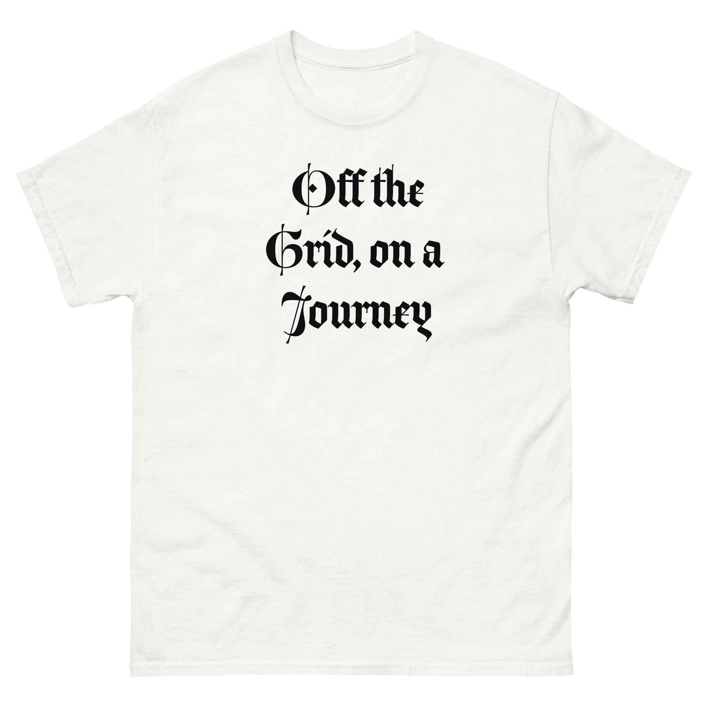 Living Off Grid, Men's classic tee, "Off The Grid, On a Journey"