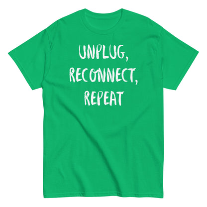 Living Off Grid, Men's classic tee, "Unplug, Reconnect, Repeat