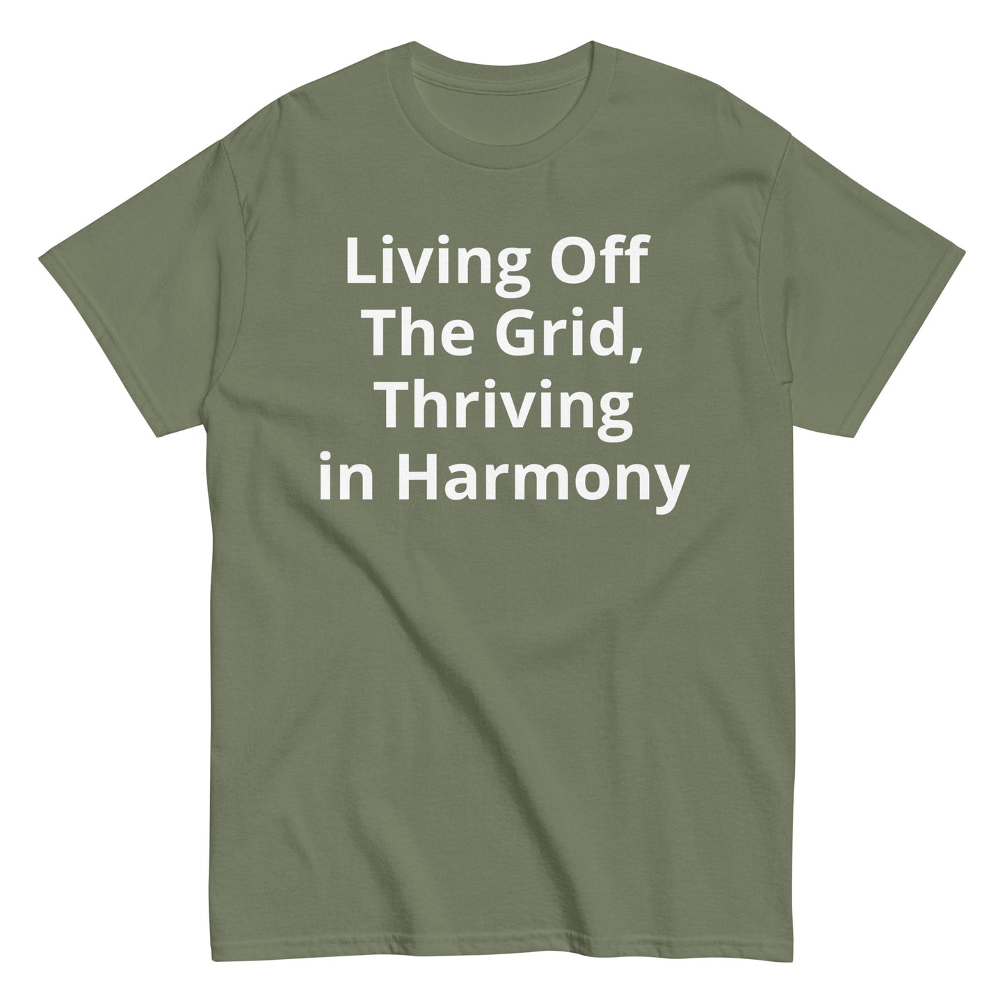 Living Off Grid, Men's classic tee, "Thriving in Harmony