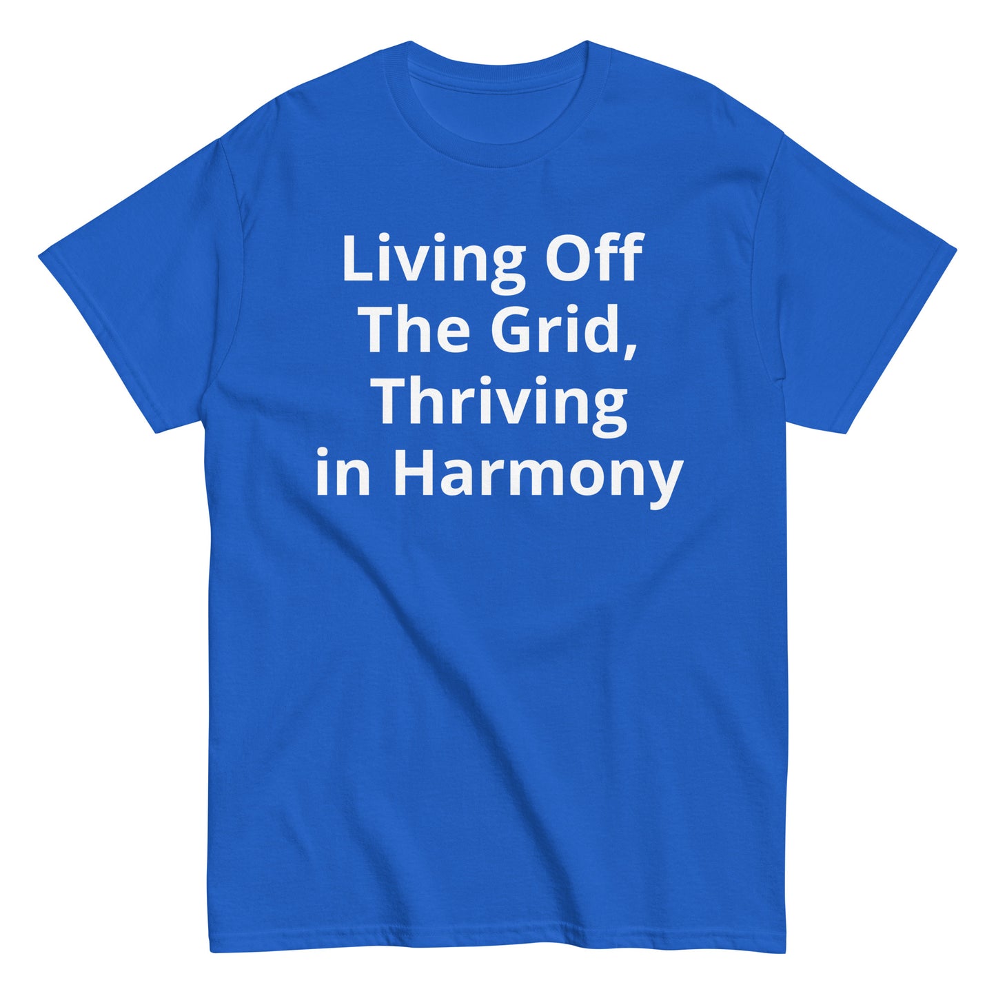 Living Off Grid, Men's classic tee, "Thriving in Harmony