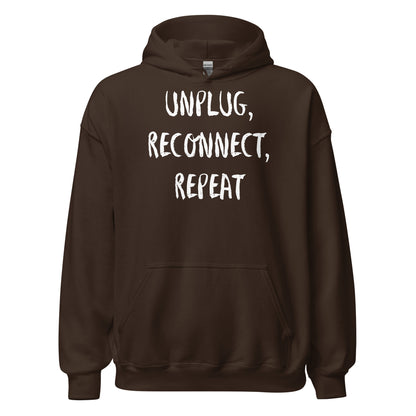 Living Off Grid, Unisex Hoodie, "Unplug, Reconnect, Repeat"